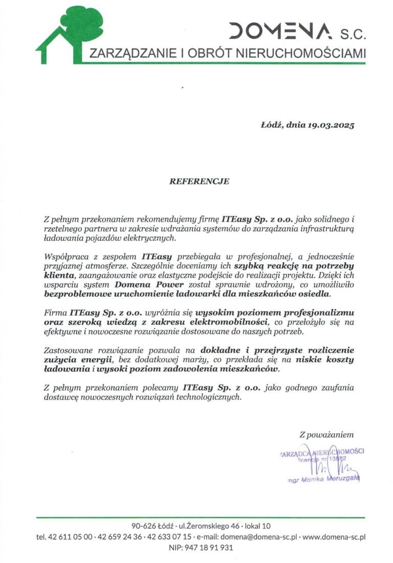 Realizacja: Współpraca z administracją Domena S.C., Łódź · administracja osiedli